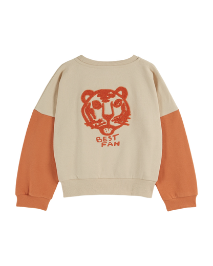 Sweat coton bio bicolore greige
