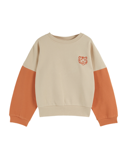 Sweat coton bio bicolore greige