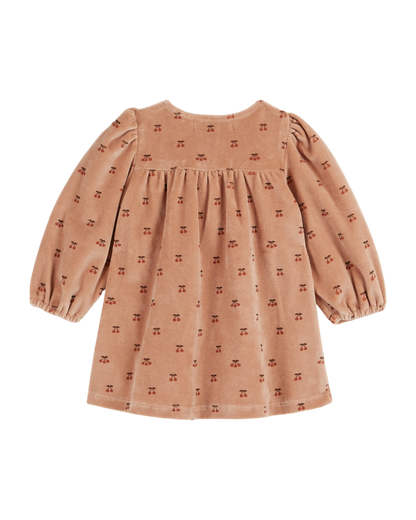 Robe velours petite cerise poudre