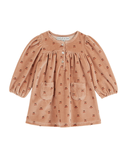 Robe velours petite cerise poudre