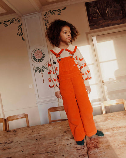 Pull jacquard lapin fille coton bio écru