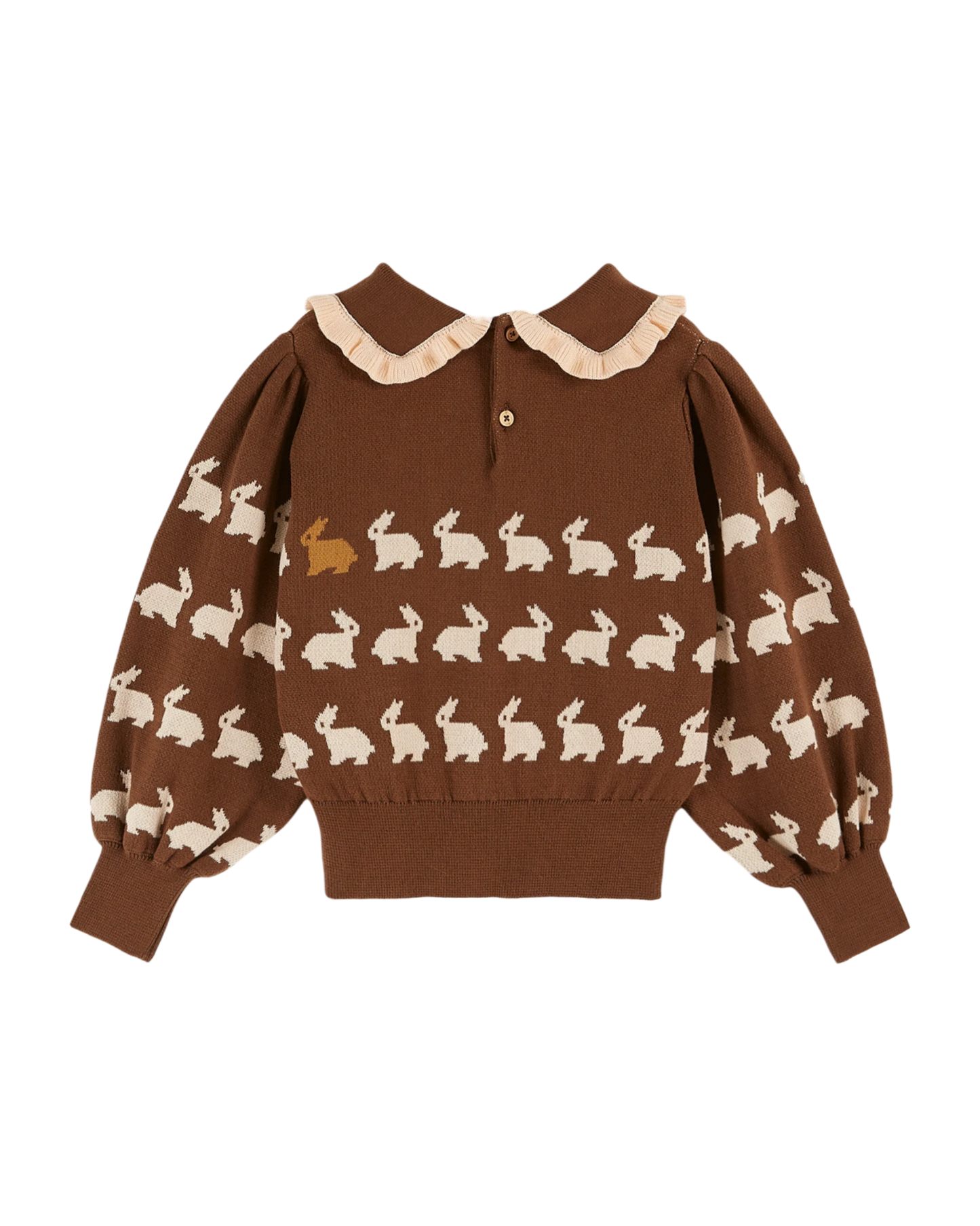 Pull jacquard lapin fille coton bio cacao