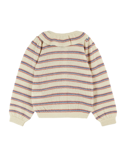 Cardigan rayures écru