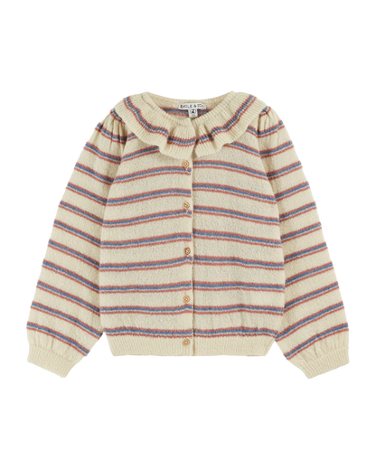 Cardigan rayures écru