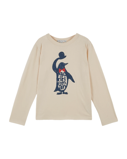 T-shirt coton bio pingouin crème