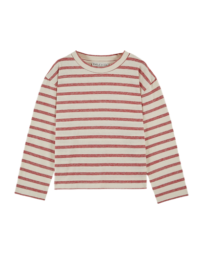T-shirt rayures écru et rouge