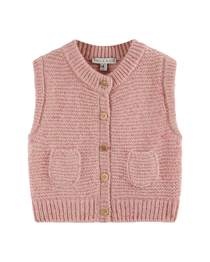 Cardigan sans manches rose pâle