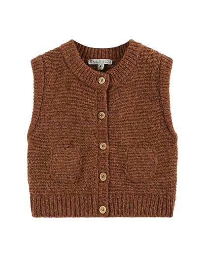 Cardigan sans manches moka