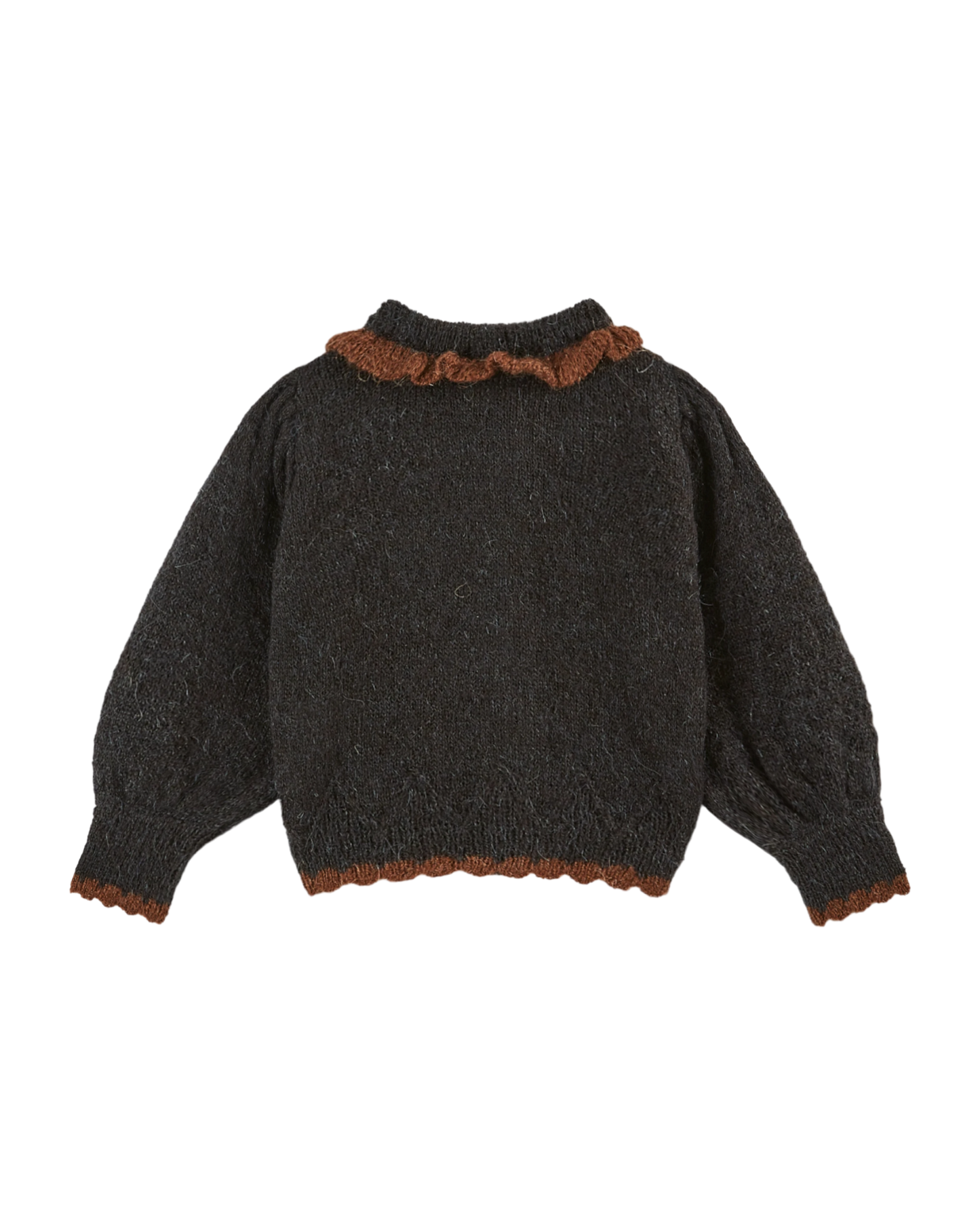 Cardigan fleurs intarsia bitume