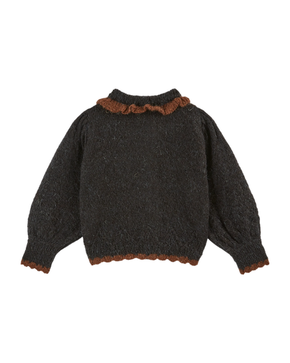 Cardigan fleurs intarsia bitume