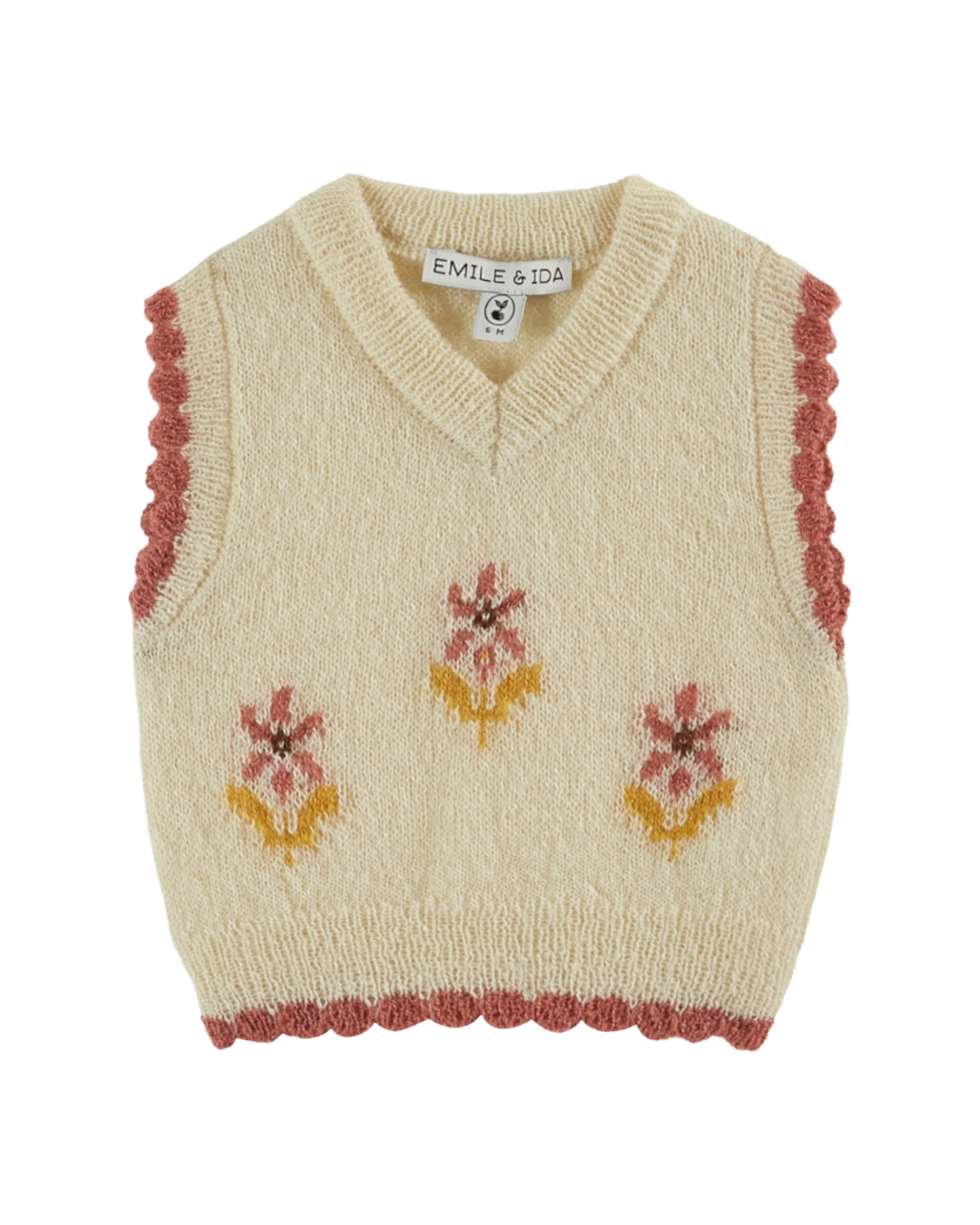 Pull sans manches jacquard écru