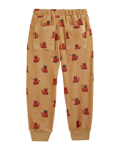 Jogger velours chat cool acajou
