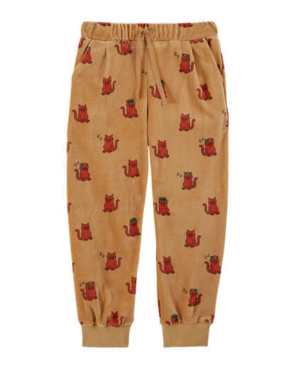 Jogger velours chat cool acajou