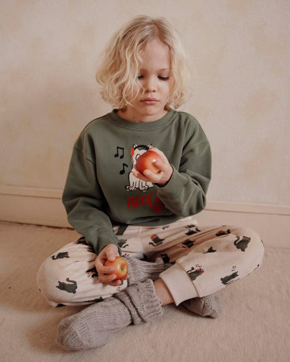 Jogger velours chat cool greige