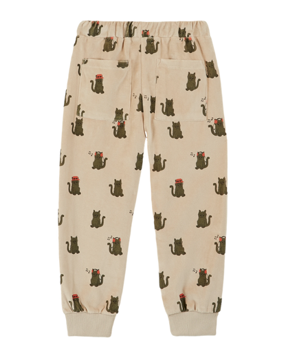 Jogger velours chat cool greige