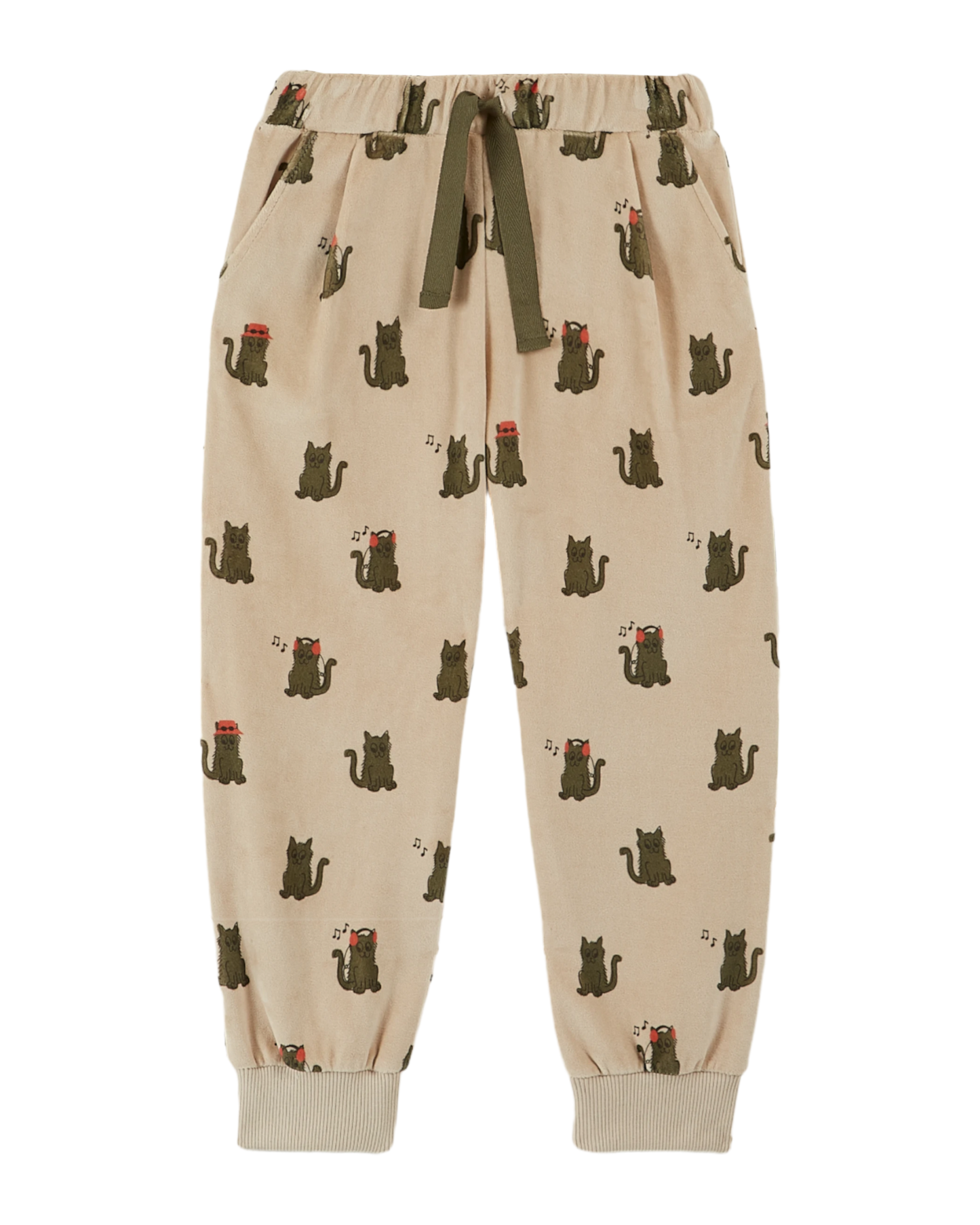 Jogger velours chat cool greige