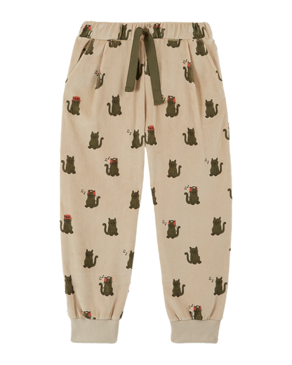 Jogger velours chat cool greige