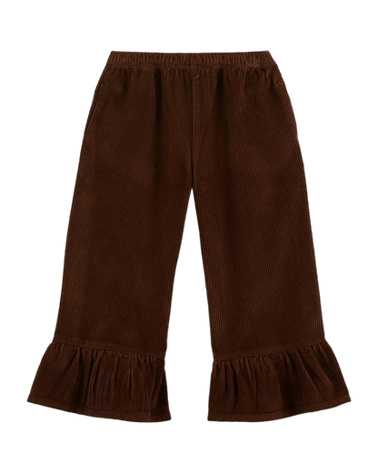 Pantalon crop velours volanté cacao