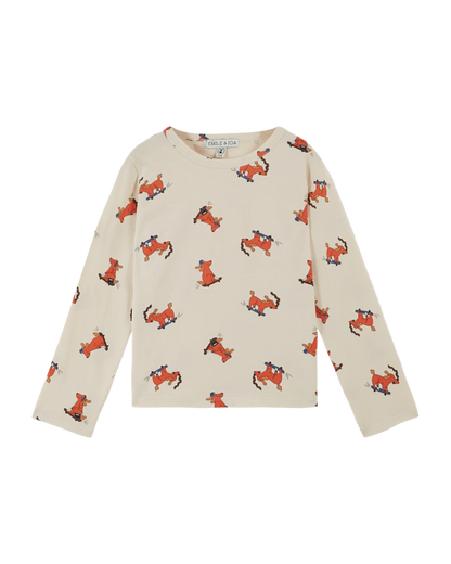 T-shirt coton bio chien skateur crème