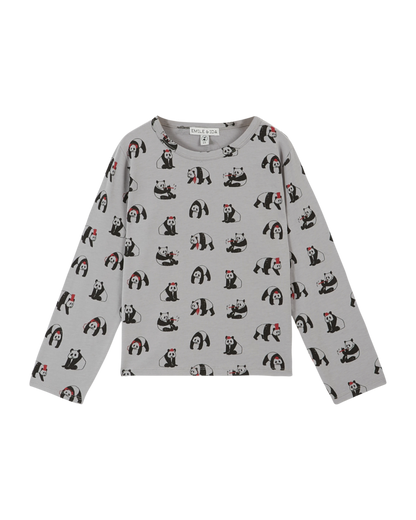 T-shirt coton bio panda gris