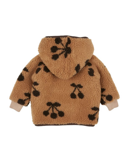 Veste à capuche sherpa cerises caramel