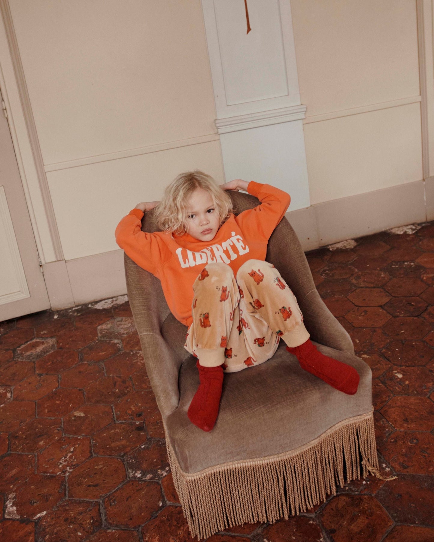 Sweat Liberté coton bio enfant orange