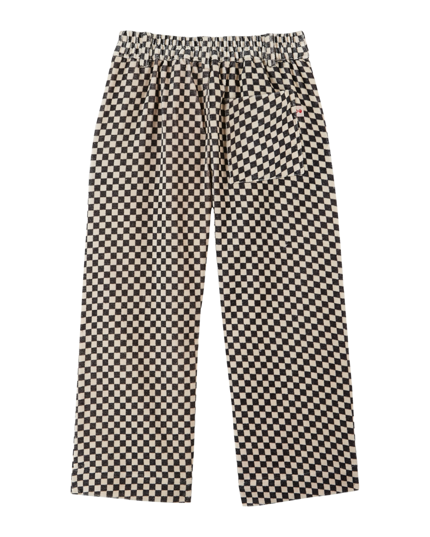 Pantalon droit velours damier noir et blanc