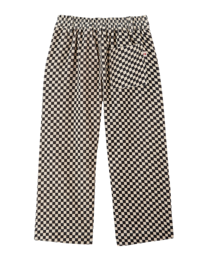 Pantalon droit velours damier noir et blanc