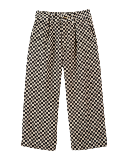 Pantalon droit velours damier noir et blanc