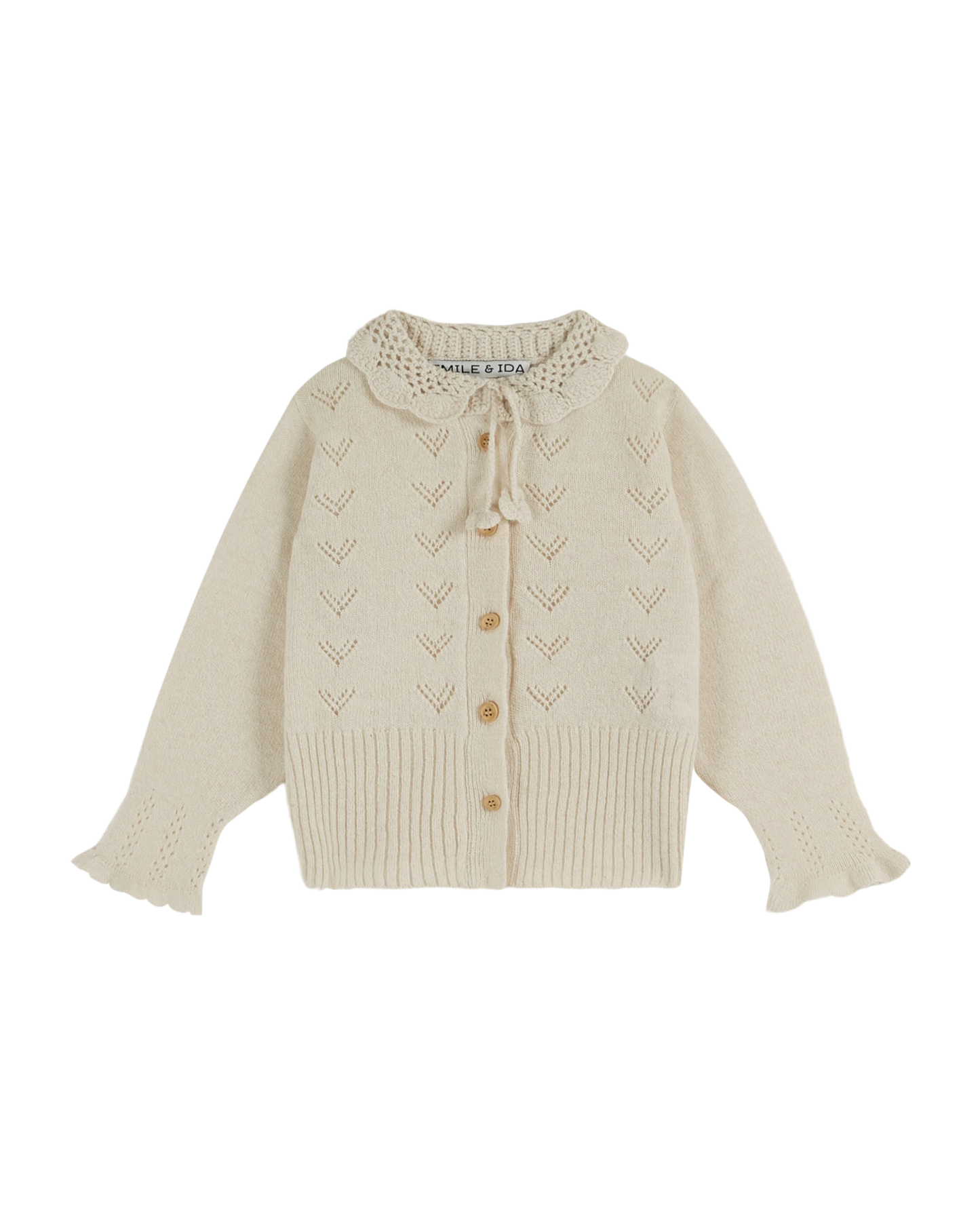Cardigan col crochet écru