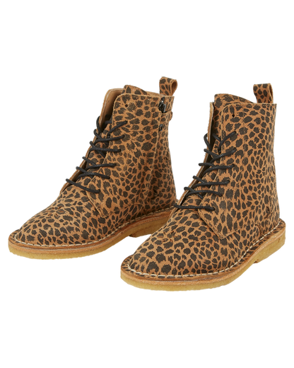 Boots à lacets cuir léopard