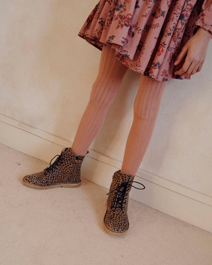 Boots à lacets cuir léopard