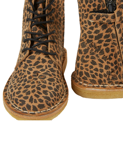 Boots à lacets cuir léopard