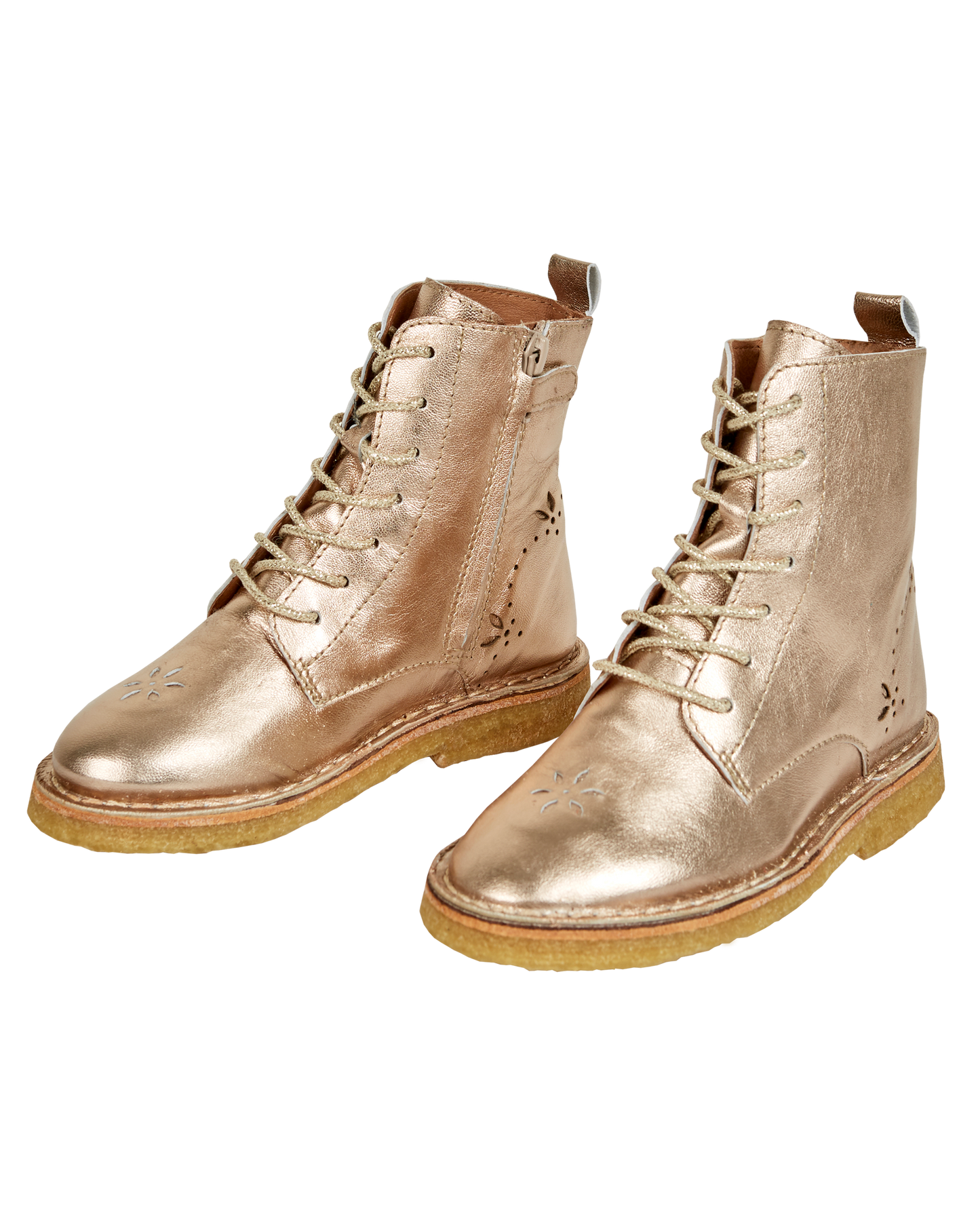 Boots à lacets cuir or