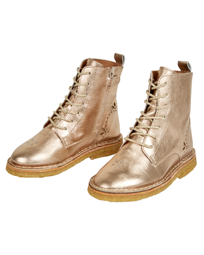 Boots à lacets cuir or