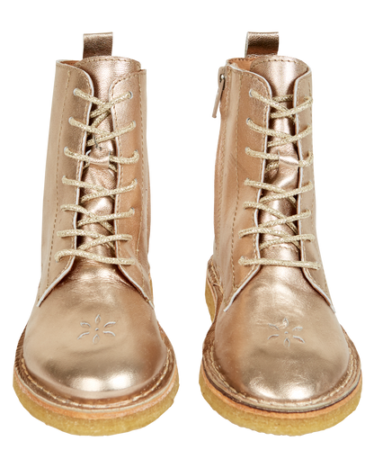 Boots à lacets cuir or