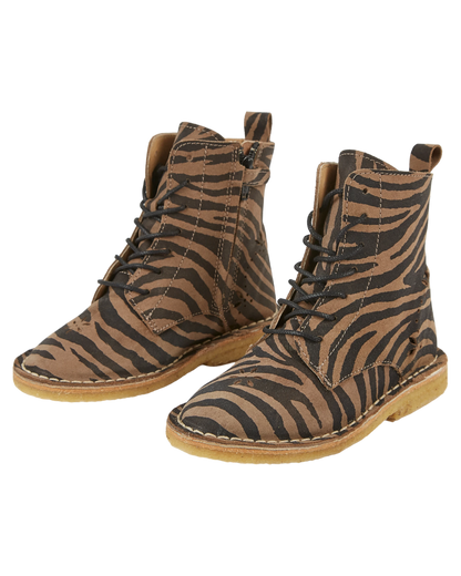 Boots à lacets cuir tigre