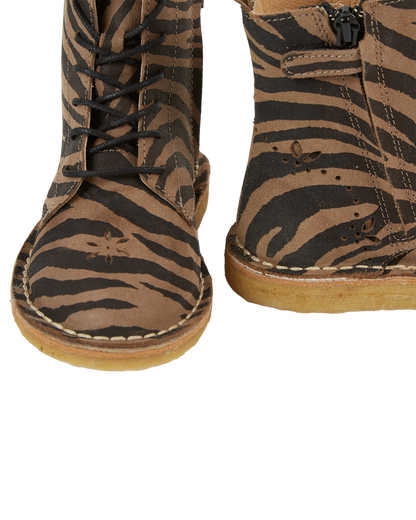 Boots à lacets cuir tigre