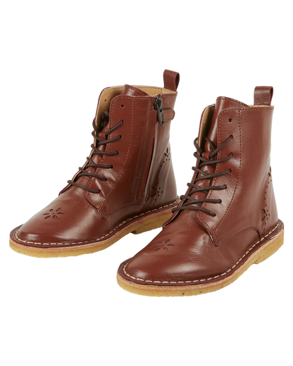 Boots à lacets cuir marron