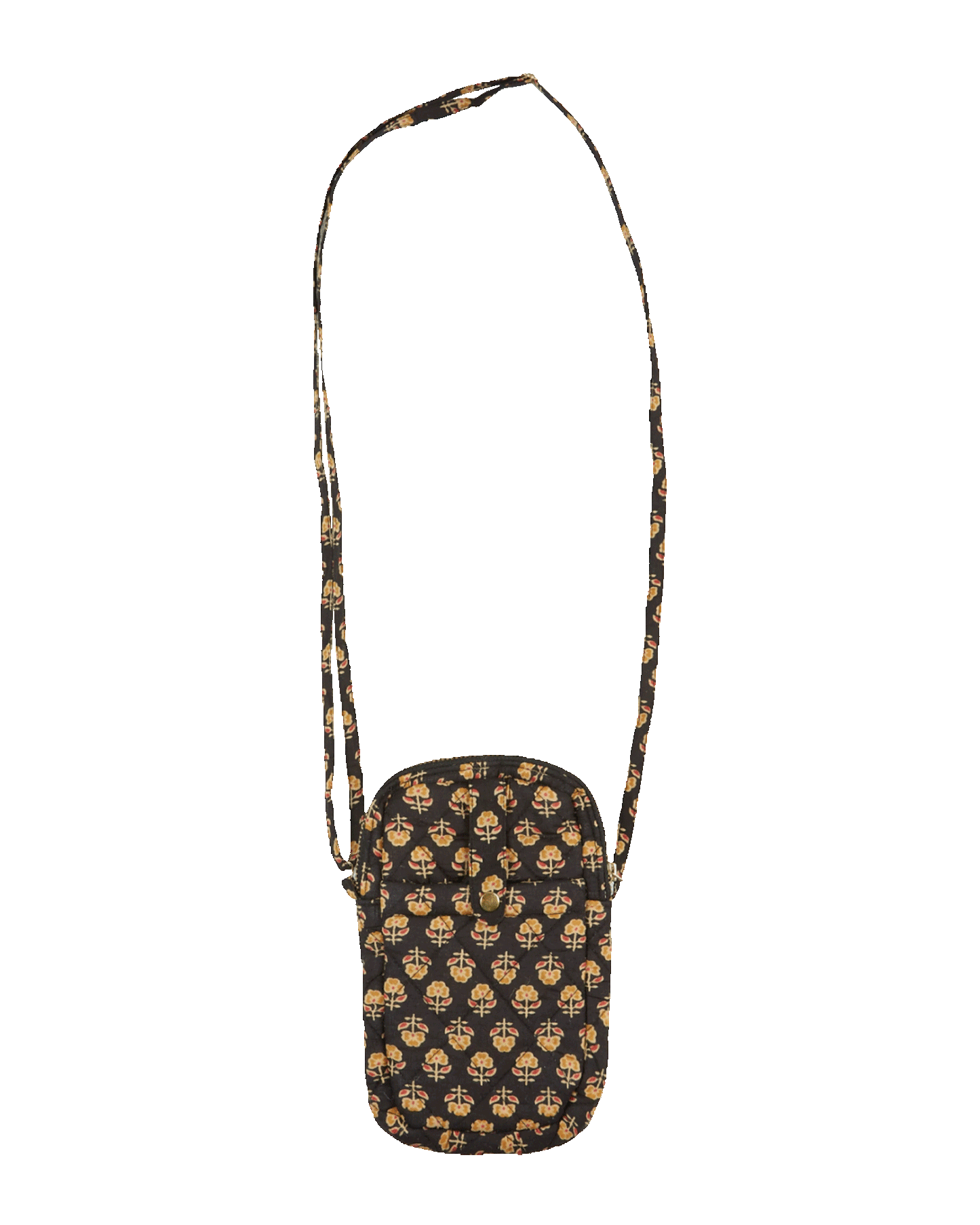 Pochette téléphone à fleurs noir