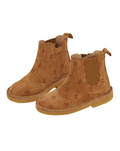 Boots cuir cerises caramel