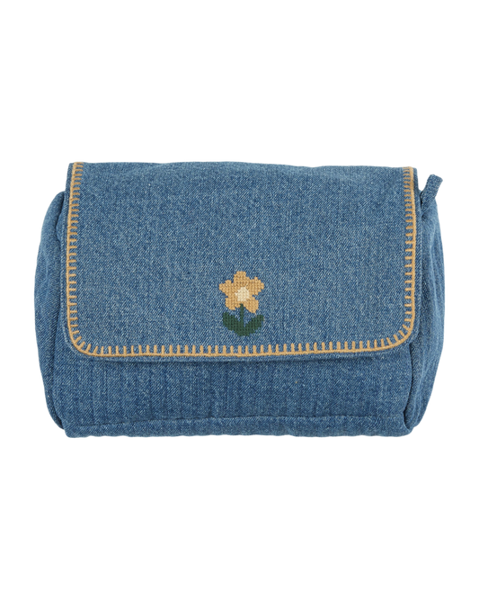 Trousse de toilette brodée denim