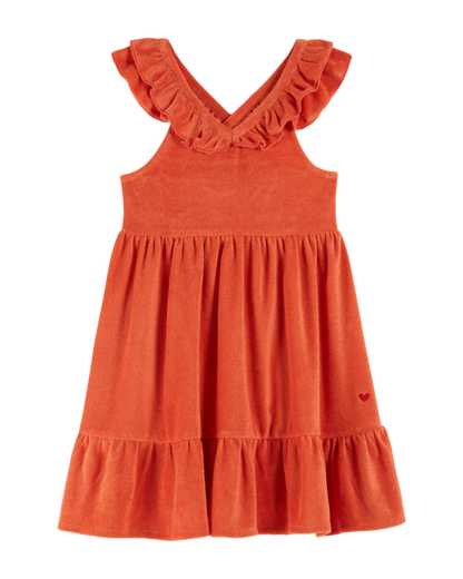 Robe éponge volantée orange