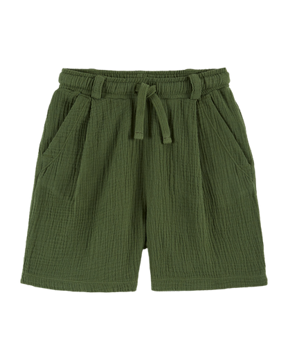 Bermuda gaze de coton vert foncé