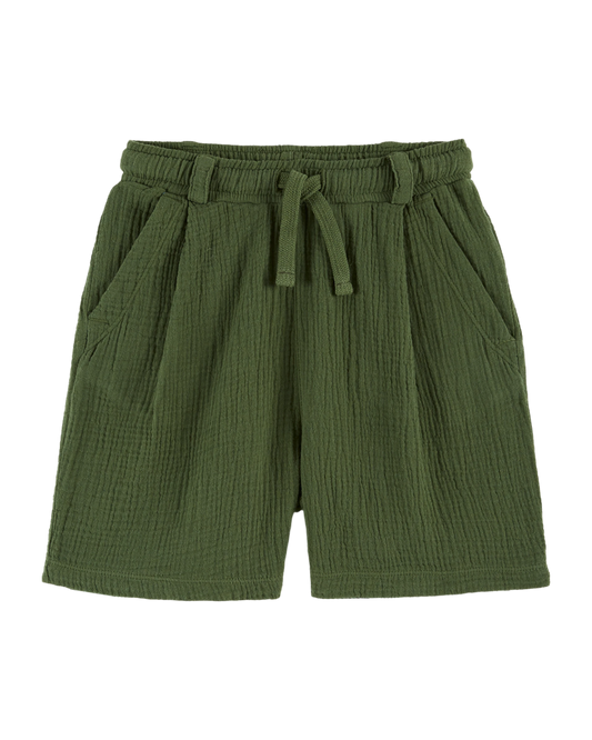 Bermuda gaze de coton vert foncé