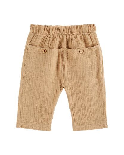 Pantalon gaze de coton sésame