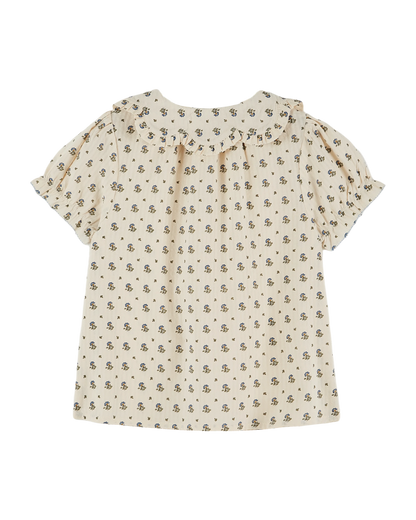 Blouse col fleurs iris