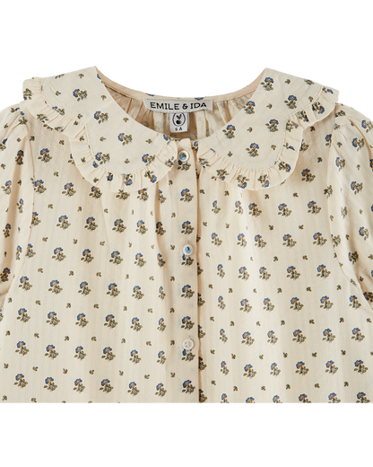 Blouse col fleurs iris
