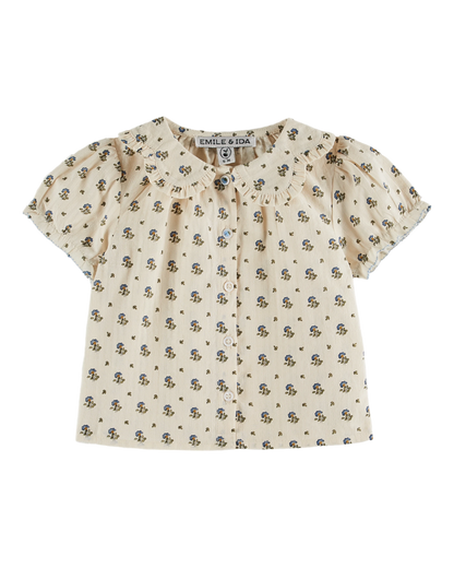 Blouse col fleurs iris
