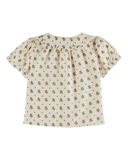 Blouse col fleurs iris